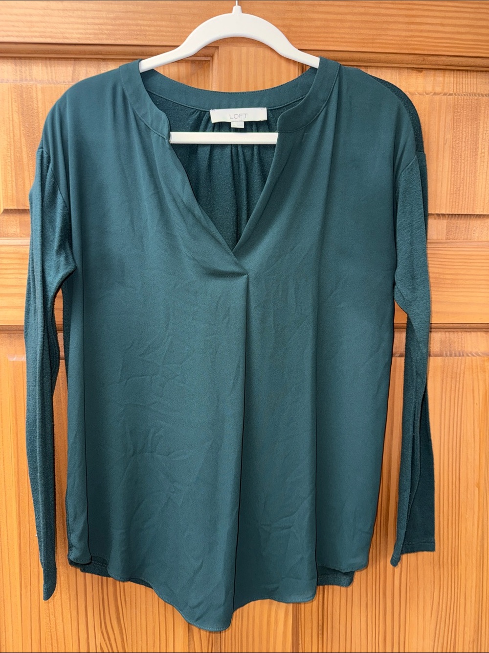 LOFT Teal Green Long-Sleeve V-Neck Blouse